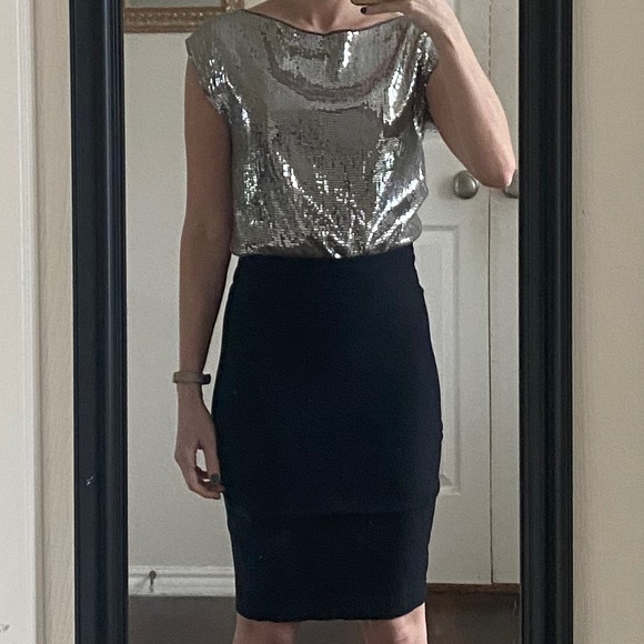 Gray silver sequin keyhole back backless top - Picture 2 of 10